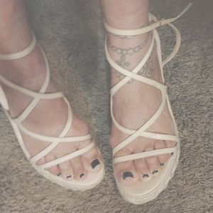 Beige Hirani Strappy Espadrille Wedges